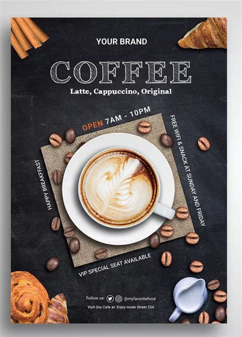 Coffee Shop Flyer Template PSD - A4. Download Design Food, Design Café, Food Graphic Design ...