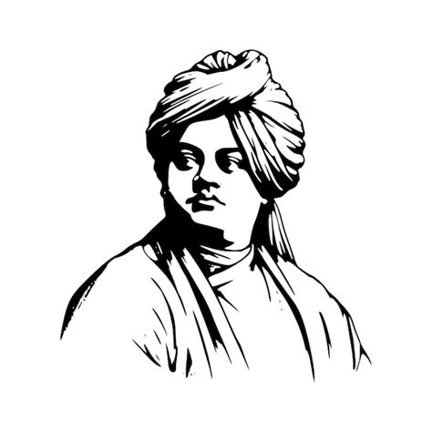 Premium Vector | Swami Vivekananda outline drawing illustration