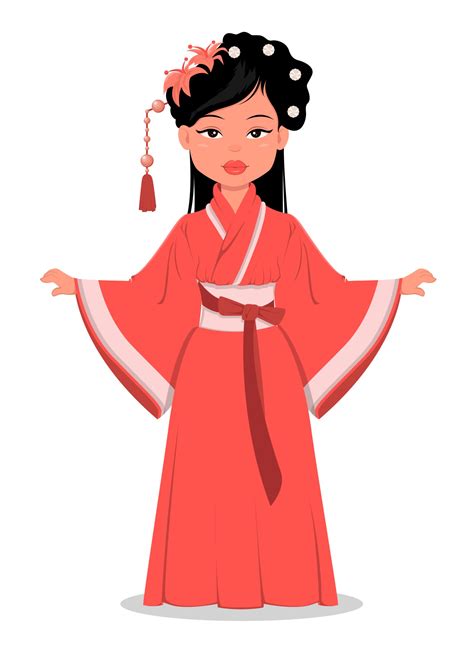 Cartoon Chinese Girl Wearing Traditional Costume Vector Image | My XXX Hot Girl