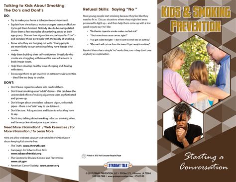 Starting a Conversation: Kids & Smoking Prevention Pamphlet - Primo Prevention