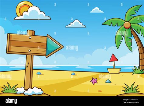 Vector summer holidays beach background with wooden arrow Stock Vector Image & Art - Alamy