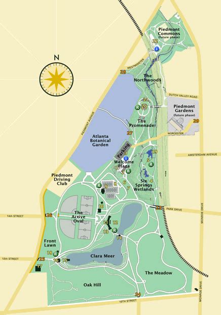 Piedmont Park Map | Color 2018