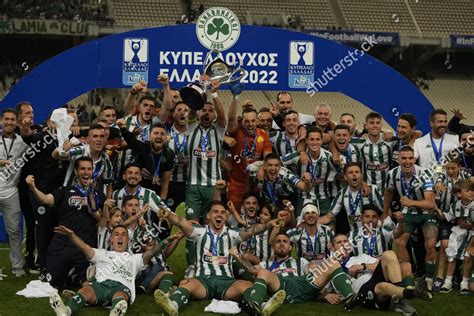 Panathinaikos Players Celebrate Trophy After Greek Editorial Stock Photo - Stock Image ...