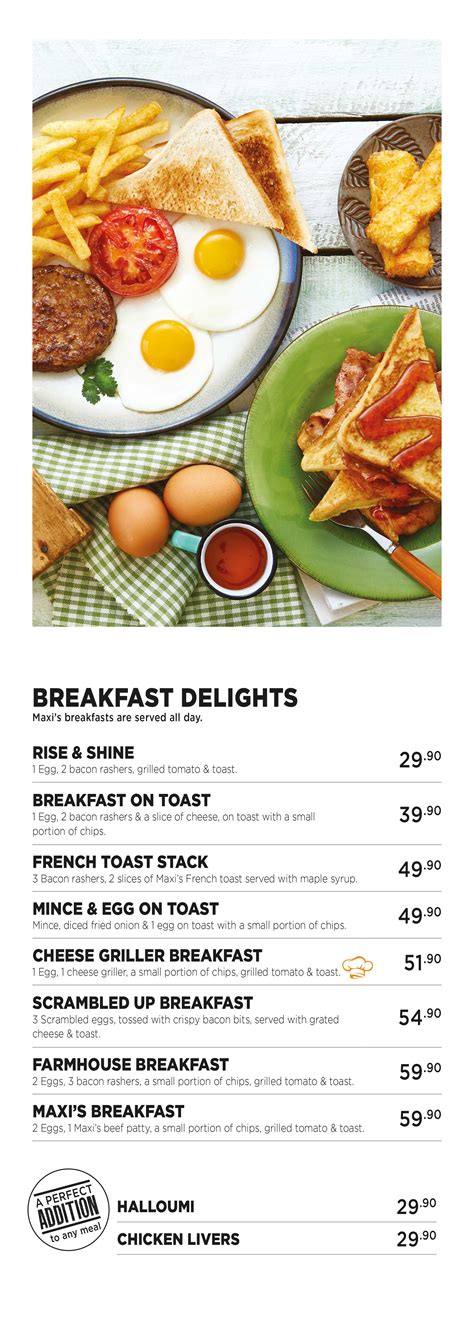 All Day Breakfast Menu - Maxi's Food South Africa