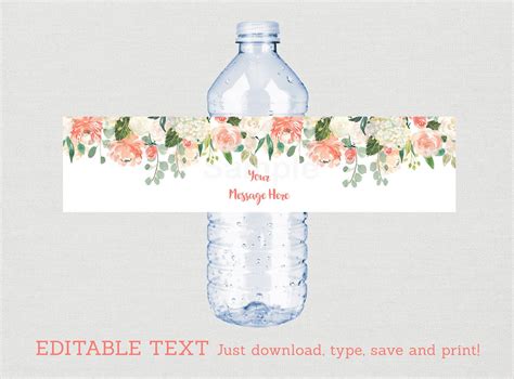 Floral Water Bottle Labels / Floral Bridal Shower / Watercolor