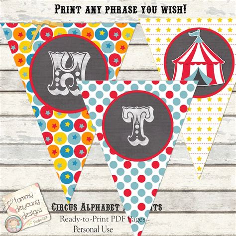 Printable Carnival Banner Circus Alphabet Garland Carnival - Etsy