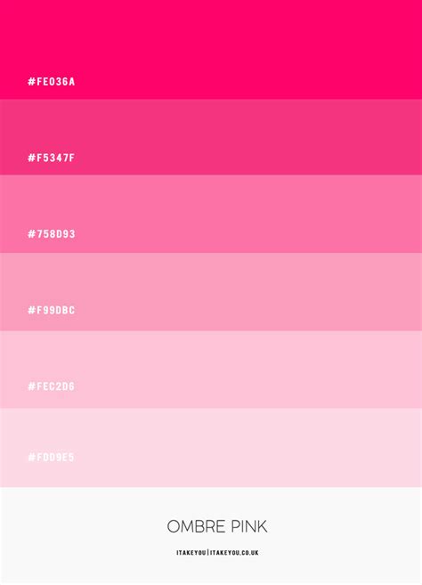 Ombre Pink Colour Scheme | Shades of pink gradient colour palette