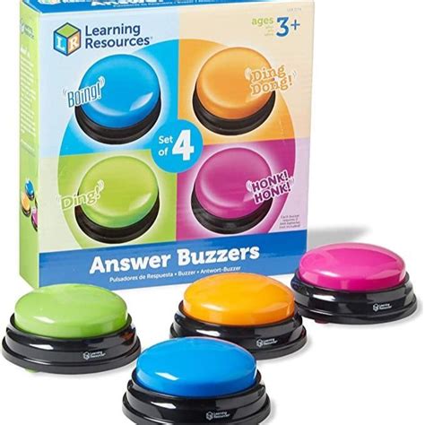 Learning Resources Answer Buzzers - Set of 4, Ages 3+ Assorted Colored ...