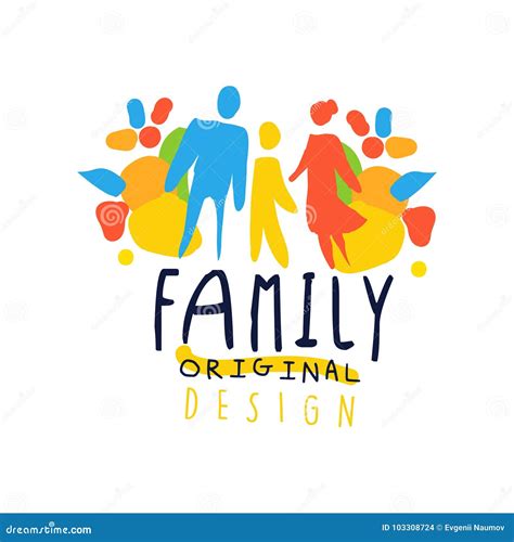 Colorful Happy Family Logo Design with Mother, Father and Child Stock ...