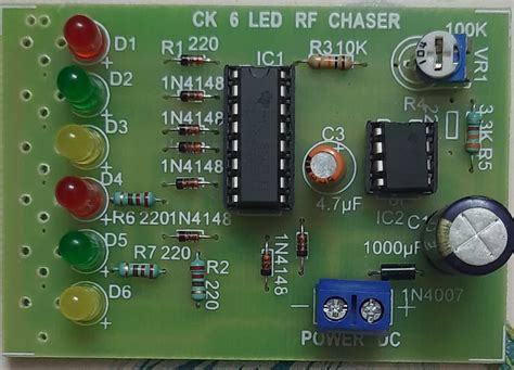 Buy CKE 6 Channel LED Chaser with Adjustable Speed, Decade Counter ICCD 4017, and TIMER IC NE555 ...