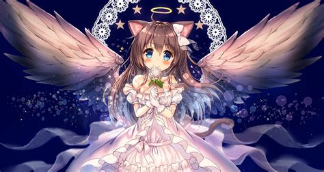 Desktop Wallpaper Cute Anime Girl, Angel Girl, Wings, Hd Image, Picture ...