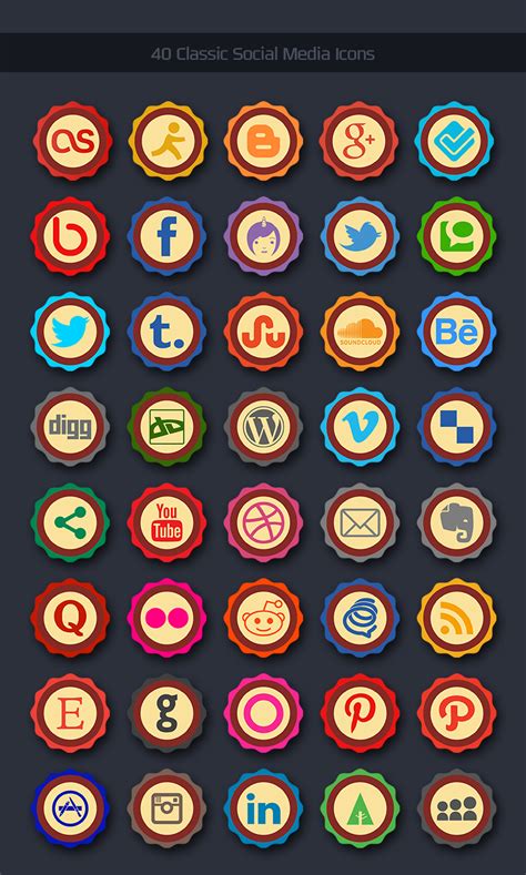 40 Free Classic Social Media Icons (PNGs & Ai File)