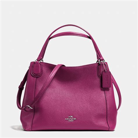 Coach Edie 28 Pebbled-Leather Shoulder Bag in Purple (SILVER/CYCLAMEN ...