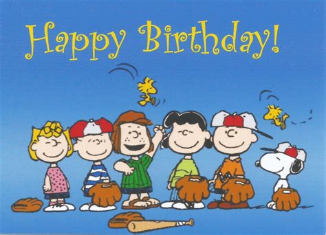 Charlie Brown Peanuts Gang Snoopy Happy Birthday Baseball