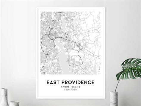 East Providence Map Print, East Providence Map Poster Wall Art, Ri City ...