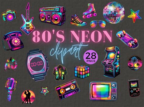 Neon 80S Clipart 1980s Baby Commercial Use PNG 80S Party - Etsy