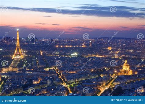 Paris skyline by night editorial photography. Image of france - 17863717