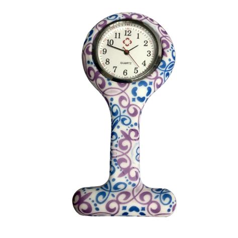 Silicone Gel Nurse Fob Watch | Blue Purple Swirls - Nurses Watch Australia