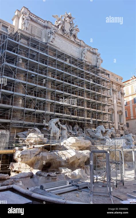 Trevi fountain under restoration Rome Italy Stock Photo - Alamy