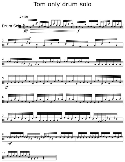 Tom only drum solo - Sheet music for Drum Set