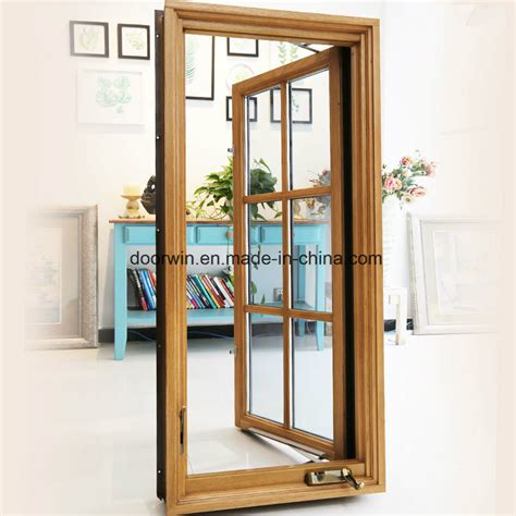 American Casement Window with Foldable Crank Handle, Aluminum Clad Solid Oak Wood Casement ...