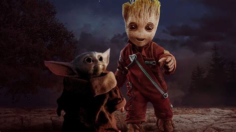 Baby Yoda And Baby Groot 4k, HD Wallpaper | Rare Gallery