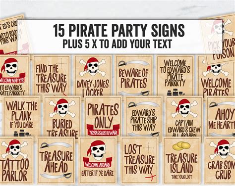 Printable Pirate Themed Party Signs Printable Pirate Party - Etsy