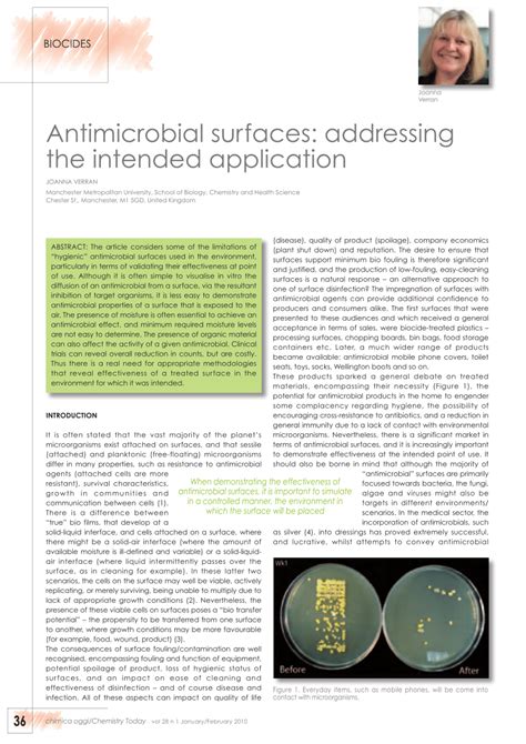 (PDF) Antimicrobial surfaces: Addressing the intended application