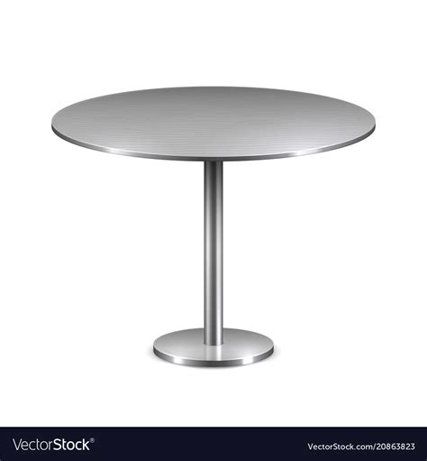 Empty modern round table with metal stand isolated