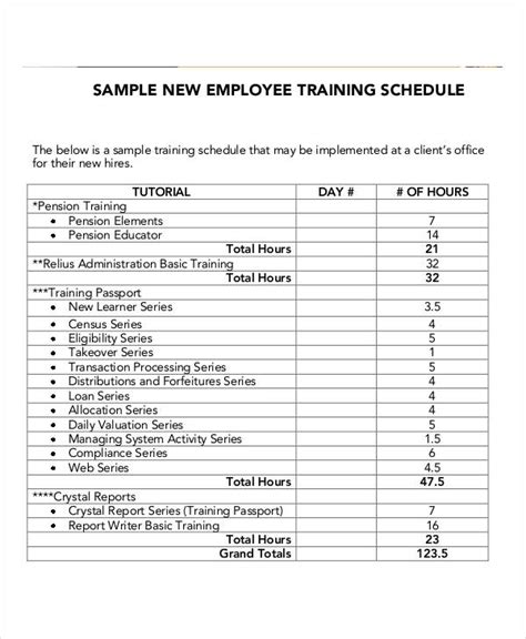 13+ Employee Training Schedule Template - SampleTemplatess - SampleTemplatess