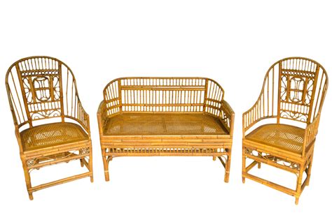 Thomasville Chinoiserie Brighton Bamboo Settee & Armchairs - Set of 3 on Chairish.com | Armchair ...