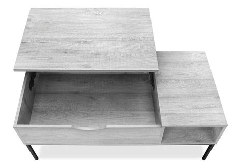 Bence 42" Modern Lift Top Coffee Table with Storage - Taupe with Bl ...