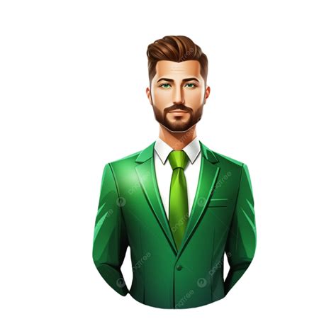 Handsome Young Man In Green Suit Isolated On White Background Vector Illustration, Handsome ...