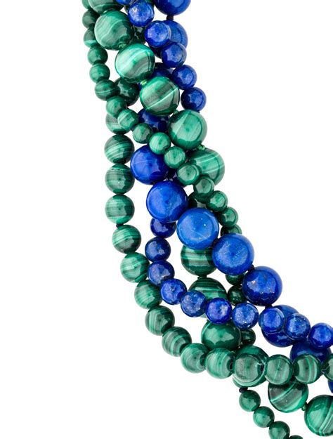 14K Malachite & Lapis Lazuli Multi Strand Bead Necklace - Necklaces - NECKL23680 | The RealReal