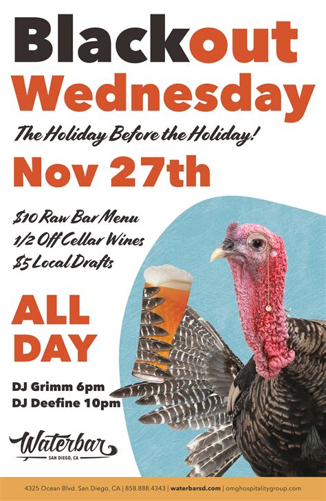 Blackout Wednesday - Thanksgiving Eve Party 🦃 🍻 - Waterbar San Diego ...