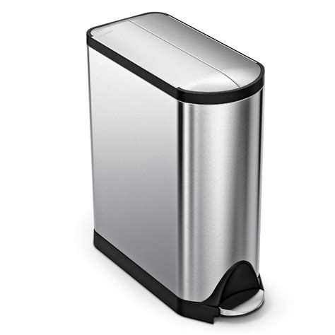 simplehuman 45 Liter / 11.9 Gallon Butterfly Lid Kitchen Step Trash Can, Brushed Stainless Steel ...