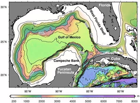 Gulf Of Mexico Water Depth Map - Crabtree Valley Mall Map