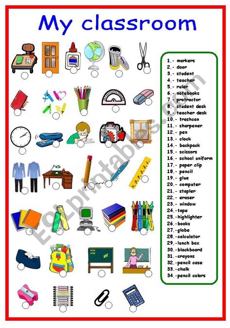 Classroom objects and school supplies - ESL worksheet by karen1980