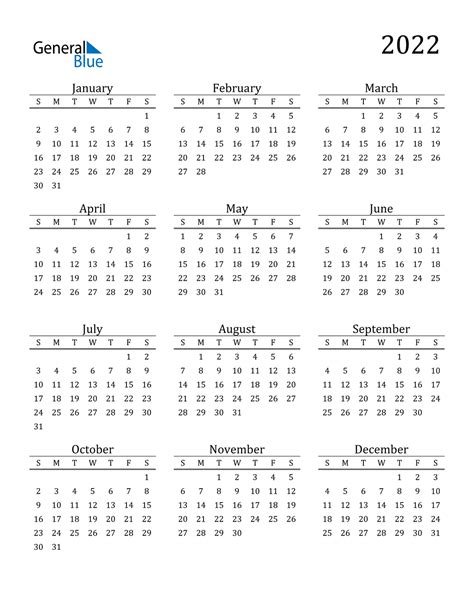 2022 Calendar (PDF, Word, Excel)