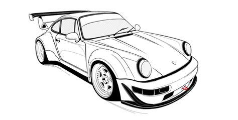 Porsche Line Drawing at PaintingValley.com | Explore collection of ...