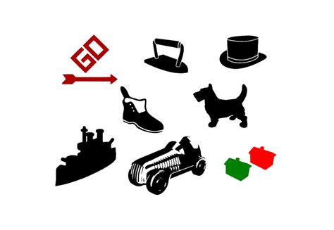 Monopoly Pieces Game Bundle Design Cut File Stencil Silhouette Cricut ...