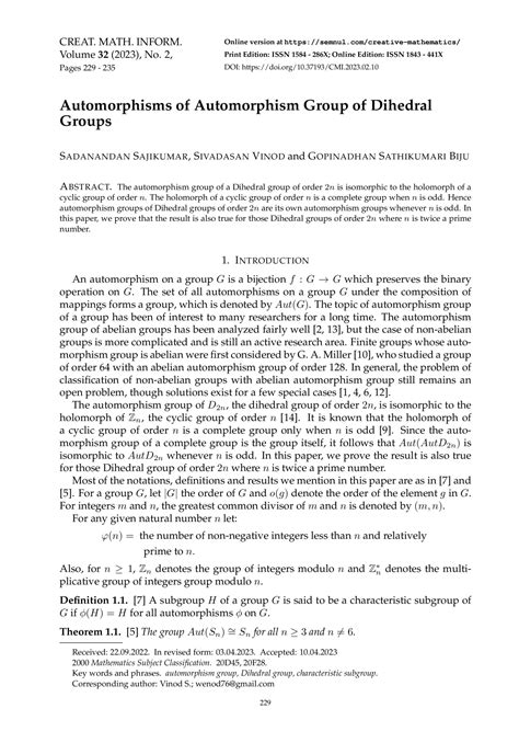 » Automorphisms of Automorphism Group of Dihedral Groups