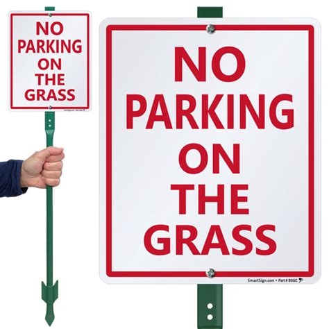 SmartSign No Parking on the Grass Sign and Stake Kit | Wayfair