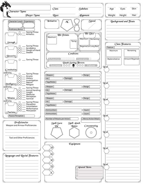 Complete Character Sheet 5e v.3! Now a better fillable pdf with ...