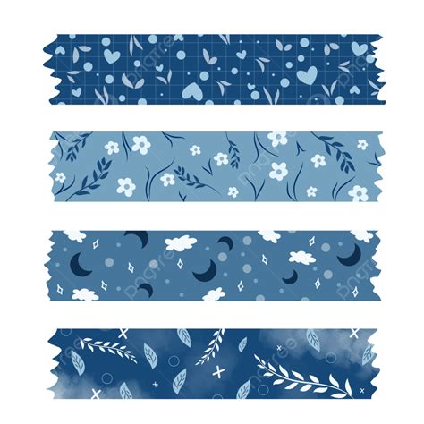 Blue Washi Tape PNG Transparent, Blue Washi Tape Collection With ...