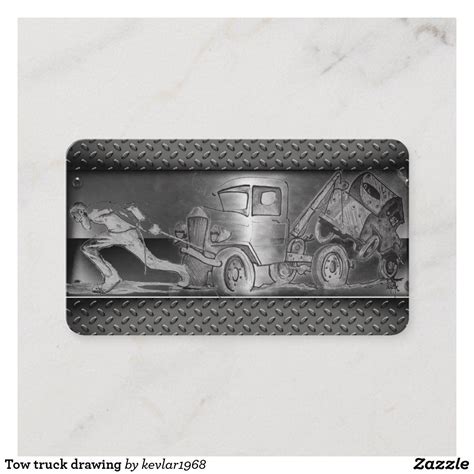 Tow truck drawing business card | Zazzle