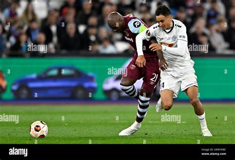 London, UK. 21st Sep, 2023. Petar Stanic (Backa Topola) goes past ...