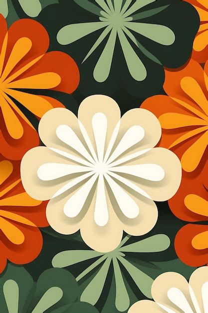 Premium AI Image | Retro 70s Flower Pattern