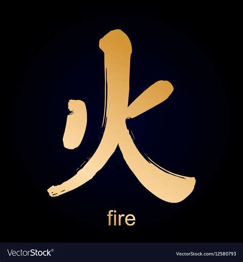 Kanji hieroglyph fire Royalty Free Vector Image