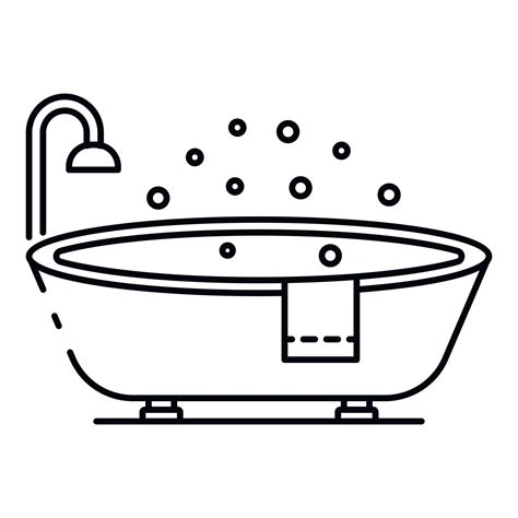 Modern oval bathtub icon, outline style 15198574 Vector Art at Vecteezy